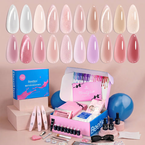 (Ideal Gift) Beetles Nude Sands DEALS BOX Nails 75PCS 20 Jelly Colors Gel Nail Polish