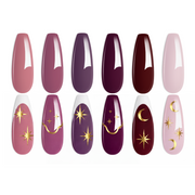 Rose Petals Nails  - 6 Colors Purple Gel Nail Polish Set