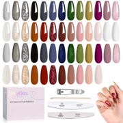 Beetles Gel Polish Gilded Veil collection Nails - 33Pcs 25 Colors Black White Burgundy Blue Nude Grey Green Glitters Set