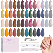 Catwalk Tonal Hues Nails  - 25 Colors Nude Brown Yellow Purple Green Glitter Gel Polish Set