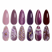 Beetles Purple Gel Nail Polish Set 6 Colors Muse of Midnight Deep Dark Light Purple Glitter Cat Eye
