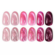 Beetles Pulse of Love Pink Cat Eye Gel Nail Polish Set - 6 Colors Summer Nails Pink Cat Eye Glitter Gel Polish Kit Magnetic Shine Soak Off UV French Nail Art Salon DIY Manicure Spring Gift for Women