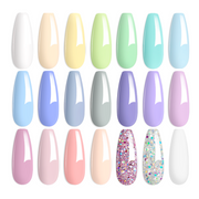 Pastel Paradise - 20 Gel Colors Set with Top and Base Coat (5ml/Each) Nails
