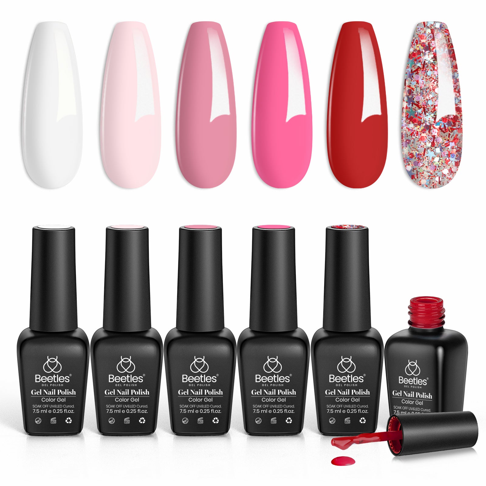 Beetles 6 Colors Pink Rose Red Glitter Gel Polish Fall in