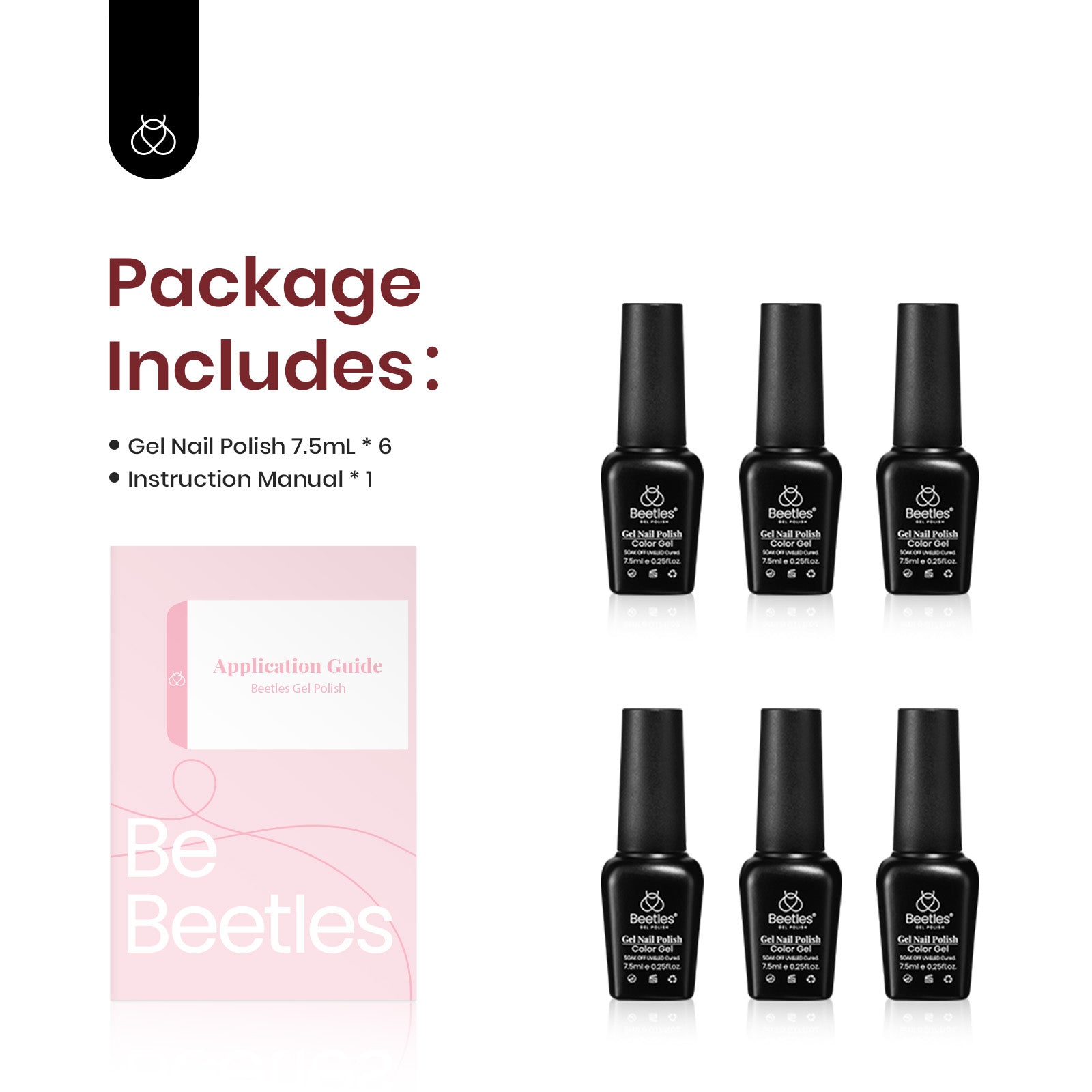 beetles Gel Polish Reflective Glitter Gel Nail Polish Set, 6 Colors Spring Summer Holographic Sparkle Glitter Gel, Flash Diamond Sliver Gold Black Red UV LED Soak Off Manicure Kit for Women Girls