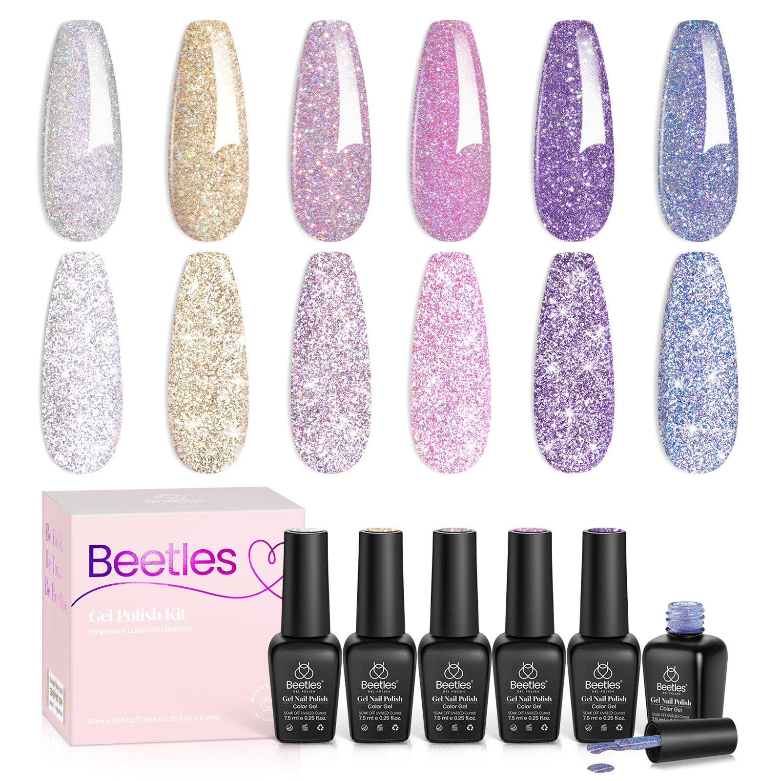 Midnight Sparkling - 6 Colors Gel Nail Polish Set