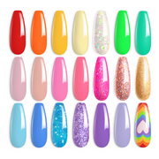 Rainbow- 20 Gel Colors Set with Top and Base Coat (5ml/Each)
