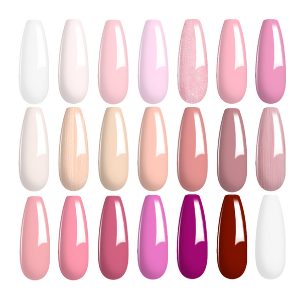 Dare to Bare - 20 Gel Colors Set Nails with Top and Base Coat (5ml/Each)