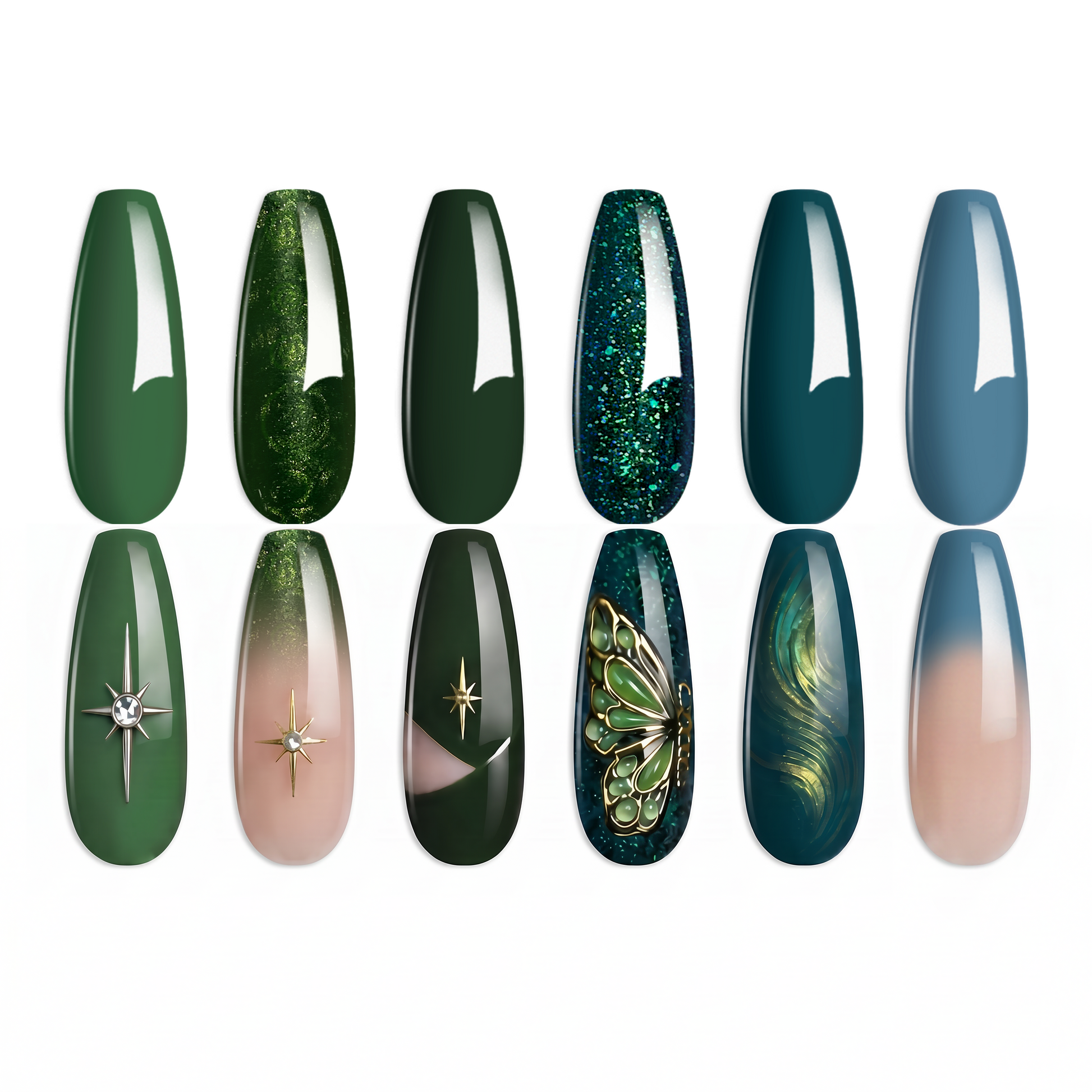 Beetles Boundless Forest Dark Green Blue Glitter Gel Polish