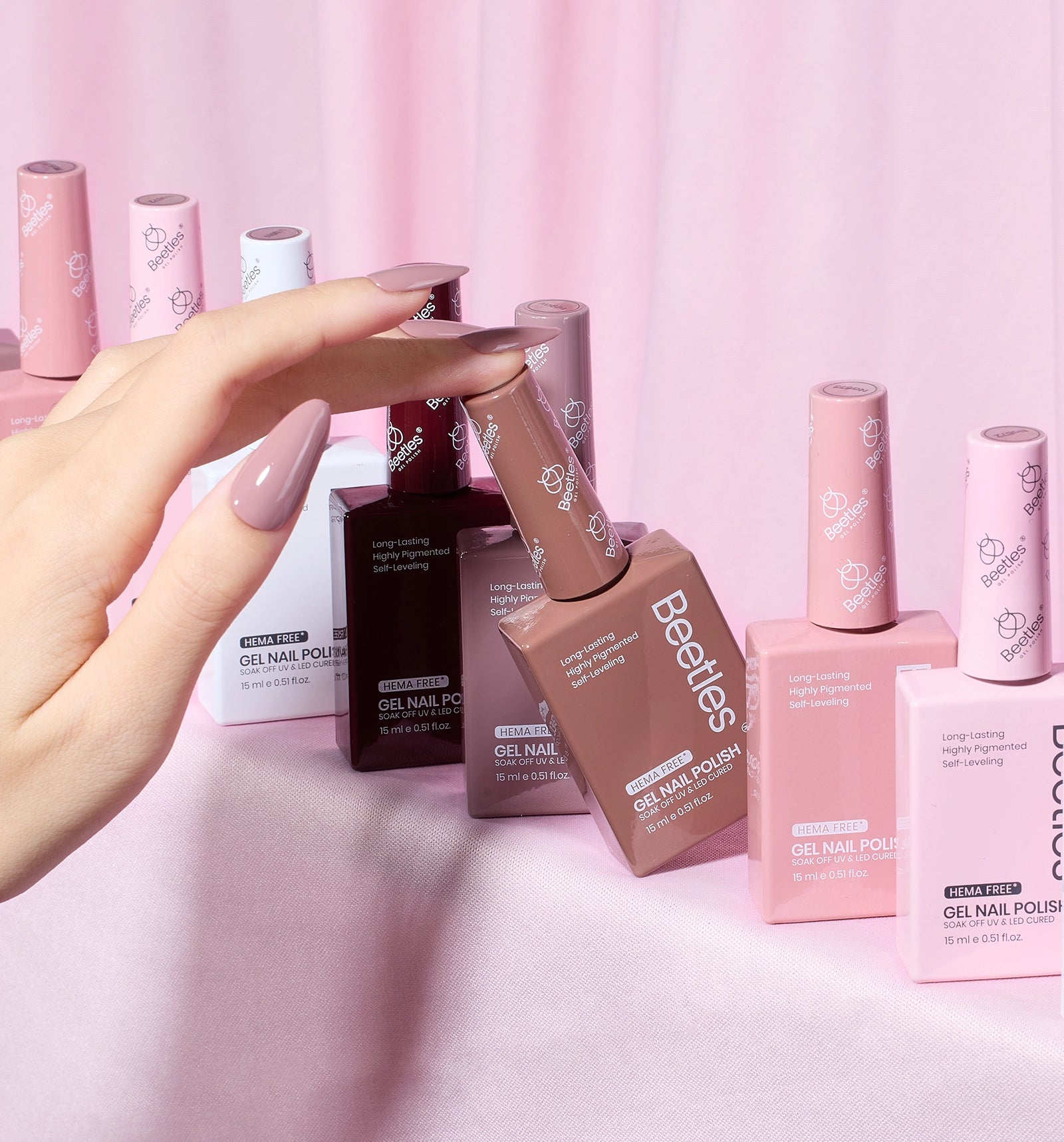 Hema Free Nude Brown Spring Nails  - Colorful Bottle 6 Color Each 15ml Pink Gel Polish