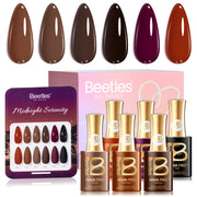 Beetles Winter Gel Polish Set Midnight Serenity HEMA-Free - 6 Colors 15ml Mocha Brown Gel Polish Set Fall Winter Nails