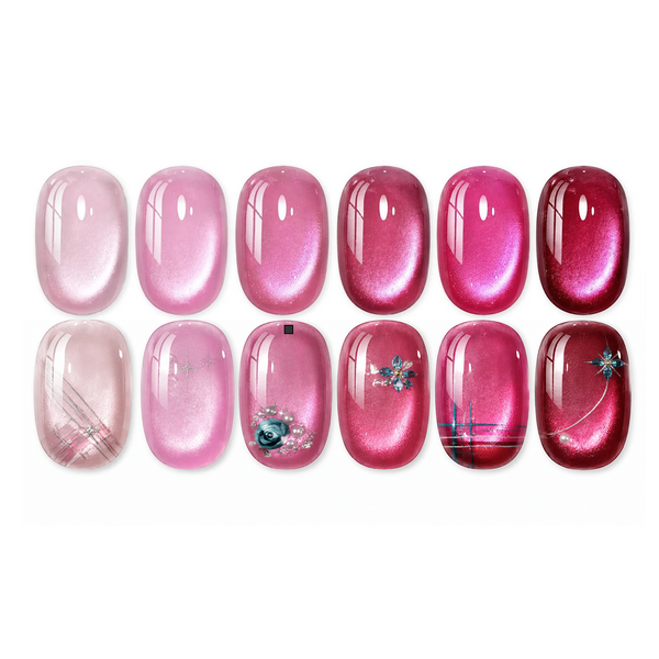 Beetles Garden Kiss 6 Colors Pink Glitter Gel Cat Eye Gel Polish 7.5ml Set