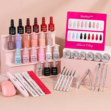 Beetles Gel Nail Starter Kit Summer Nails  PRO Colorists Almost Okay Collection 18 Colors All-in-One Mani Set