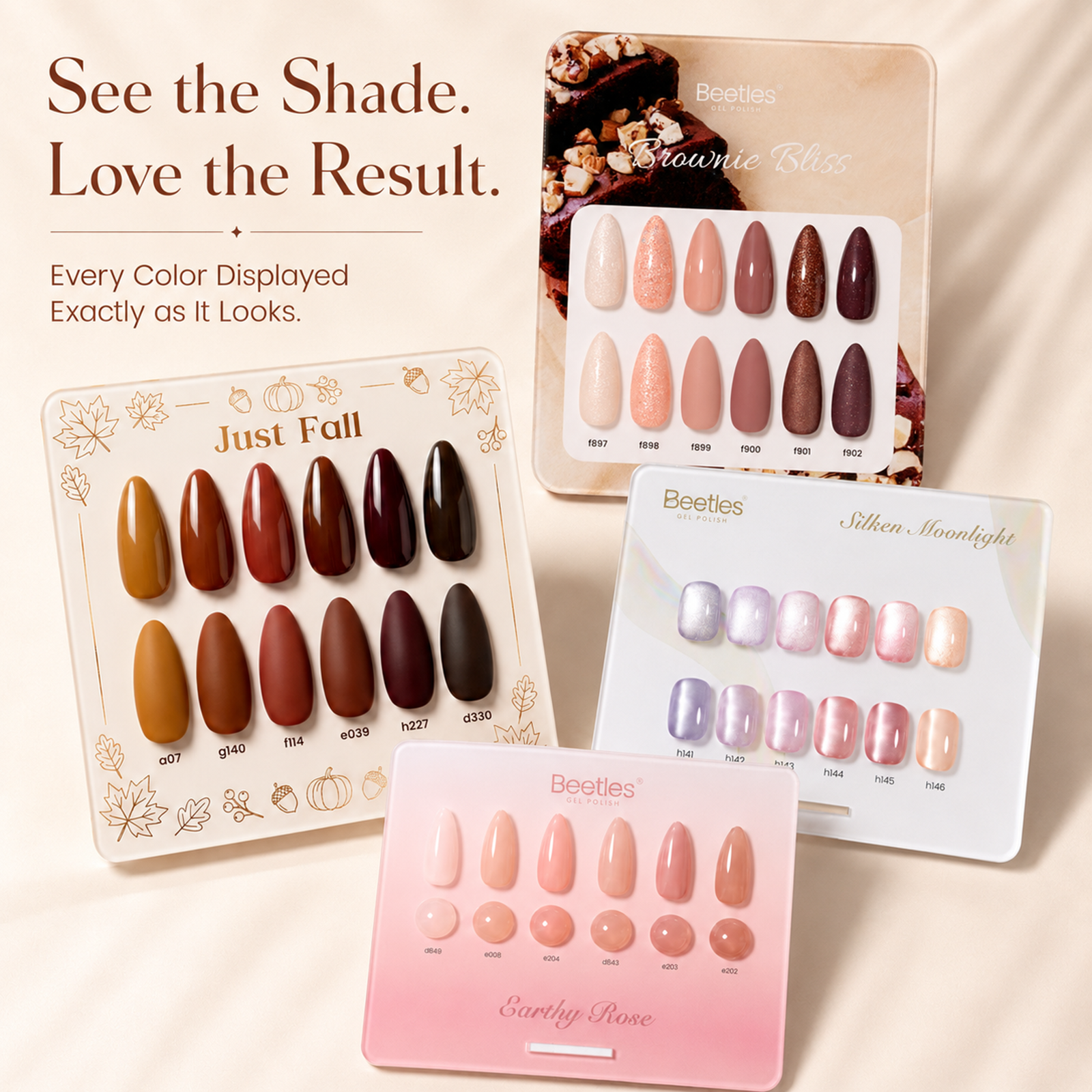 (Each 15ml) Autumn Afterglow - Beetles 24 Colors Autumn Winter Nails Gel Polish Set With Display Color Card