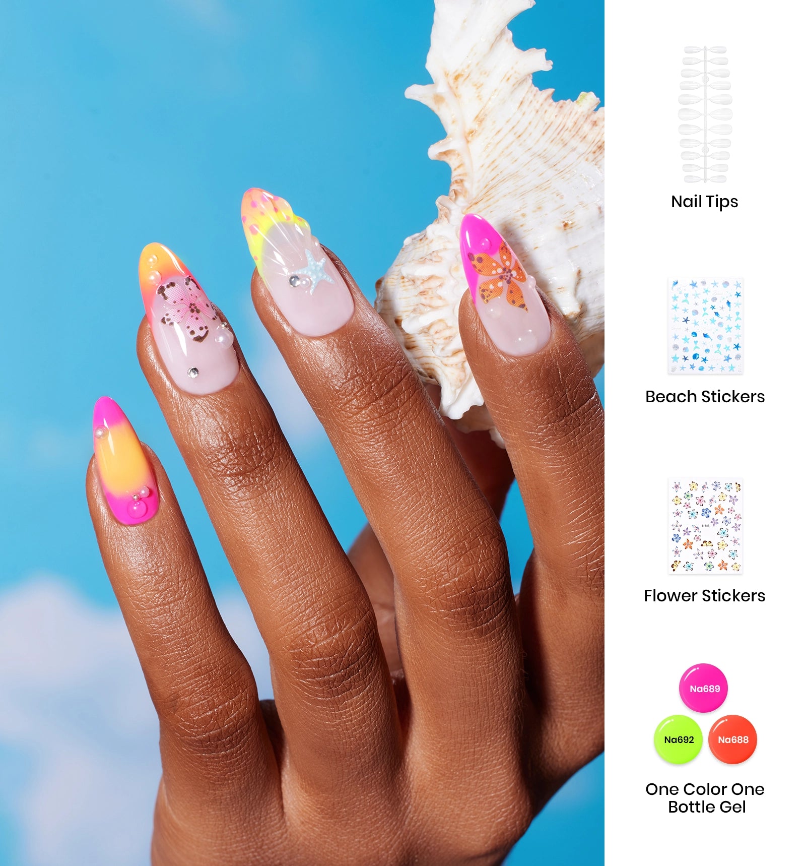 Gift Box Gel Nail Polish Set Summer Neon Pretty Box DIY Gift Basket for All Season