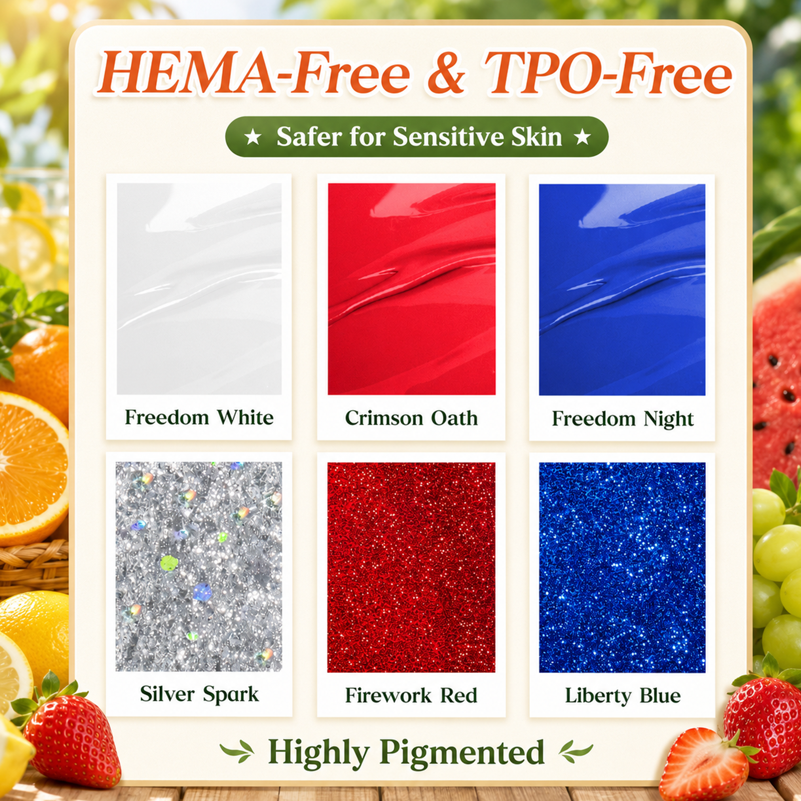 (Today Only: $39.99) Red White Blue Gift Box Hema-free Summer Holiday Nails Gel Kit With UV Nail Lamp