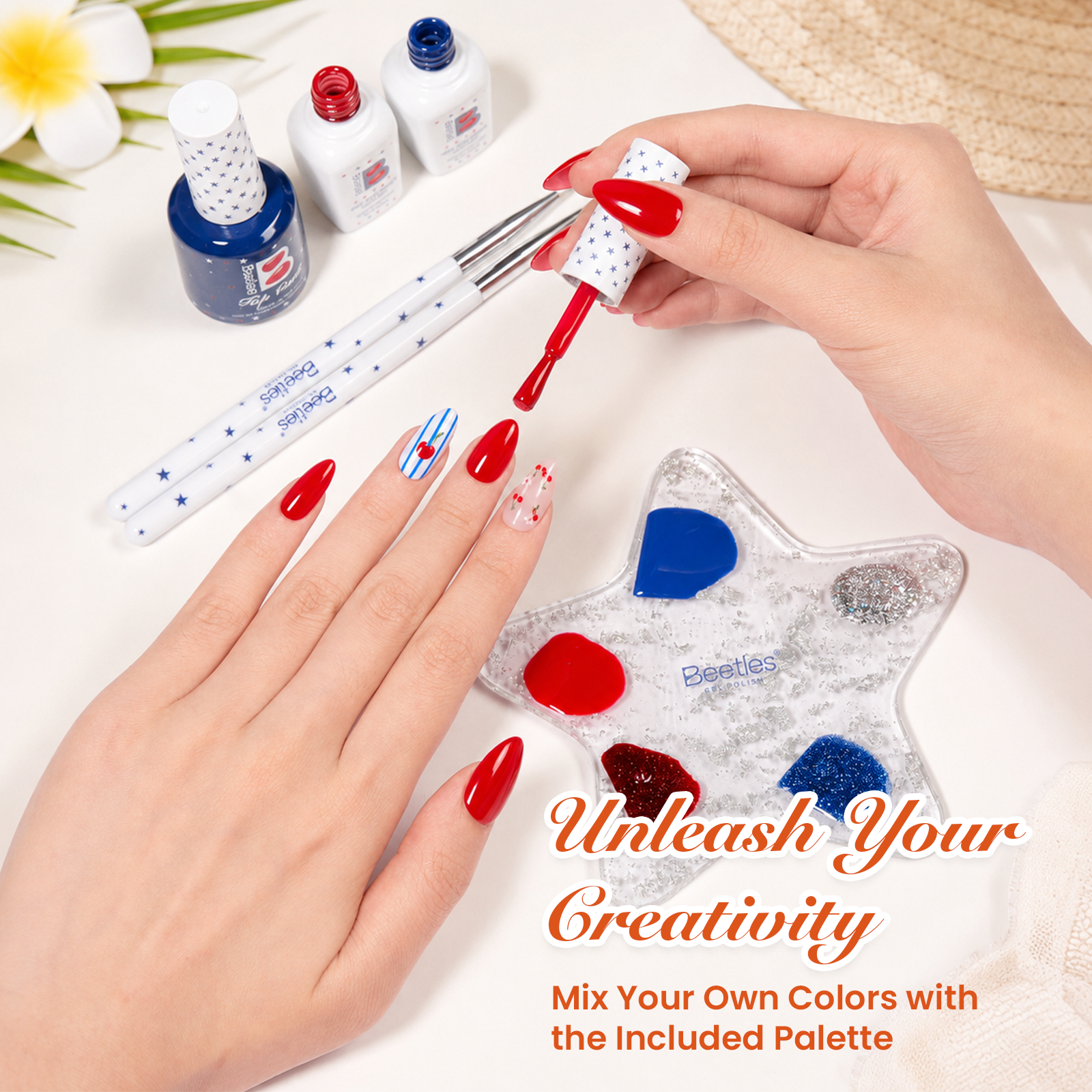 (Today Only: $39.99) Red White Blue Gift Box Hema-free Summer Holiday Nails Gel Kit With UV Nail Lamp