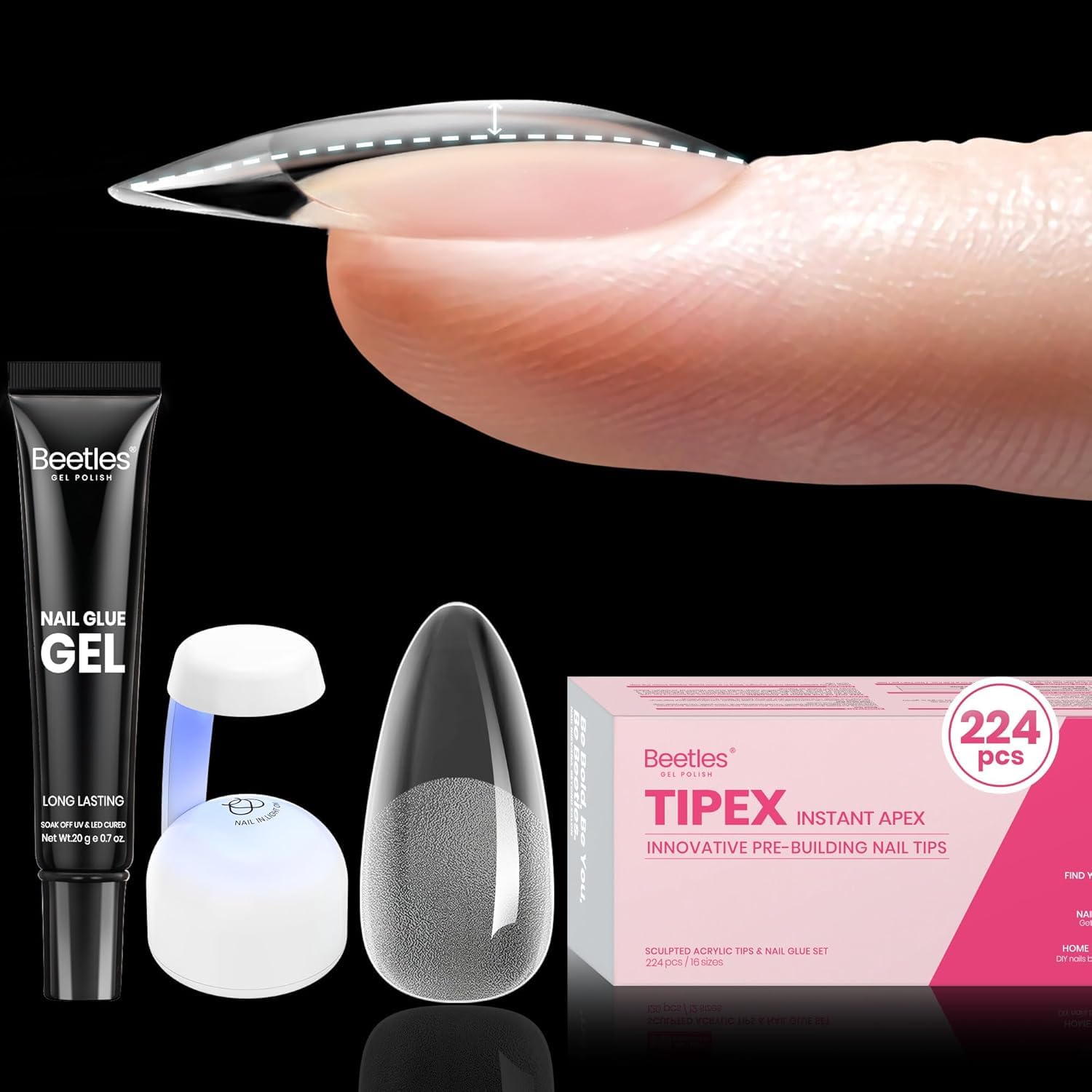 Tipex Medium Almond Half Matte Nail Tips Kit |224pcs