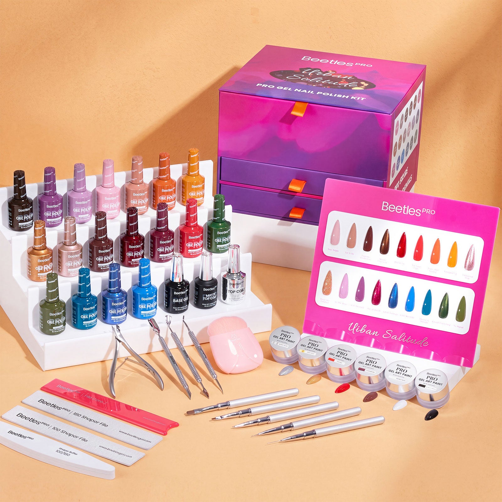 Beetles Gel Nail Starter Kit Pro Professional 18 Colors All-in-One Mani Kit