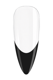 Apply 2–3 layers of #Na657-Eternal Night (a black gel nail polish) to create a black French manicure look; cure each layer under the nail lamp for 30–60 seconds until completely dry before applying the next.