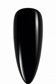Apply 2–3 layers of #Na657-Eternal Night (a black gel polish); cure each layer under the nail lamp for 30–60 seconds until completely dry before applying the next.