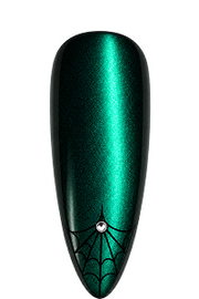Apply a spiderweb nail sticker (included in the gift box). Or use a nail art brush dipped in black gel polish to draw it and cure it for 30 seconds.