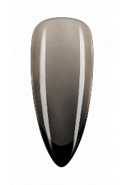 Using a nail art brush, apply dots of #Na657-Eternail Night (a black gel nail polish) to the side of the nail and gently dab to blend them out, creating a smoky, shadowy effect (a blending gel can help achieve a more natural look); cure under the lamp once finished for 60 seconds. Then, using a nail art brush, dipped in #Na657-Eternail Night (a black gel nail polish), paint a French tip and cure under the lamp for 60 seconds.