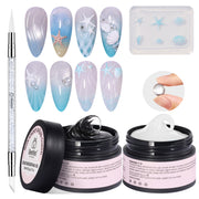 Beetles 3D Gel Nail Art with 3D Mold-2 Pcs Sandy Glow Clear and White Solid Builder Gels for Nails Non-Sticky Sculpting with Dual-Ended Sculpture Pen, Beginner Friendly DIY at Home,UV LED Lamp Needed