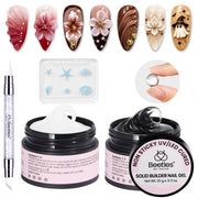Beetles 3D Gel Nail Art with 3D Mold-2 Pcs Sandy Glow Clear and White Solid Builder Gels for Non-Sticky Sculpting with Dual-Ended Sculpture Pen UV LED Lamp Needed