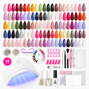 Beetles Gel Nail Starter Kit Outfit Glitter Red Classic Blue Manicure 35 Colors All-in-One Mani Kit