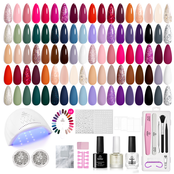 Exquisite Femininity Kit: Beetles Nails 45 Colors Nail All in one Starter Kit (total 75pcs)