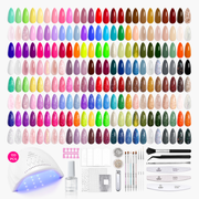 Beetles Gel Nail Starter Kit With UV Light 100 Colors 133 Pcs Summer Nails All-in-One Mani Set