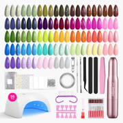 Beetles Gel Nail Starter Kit Nails With UV Light and Nail Drill 55Pcs 32 Colors All-in-One Mani Kit