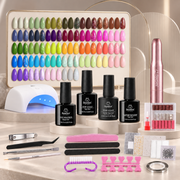 Beetles Gel Nail Starter Kit Nails With UV Light and Nail Drill 55Pcs 32 Colors All-in-One Mani Kit