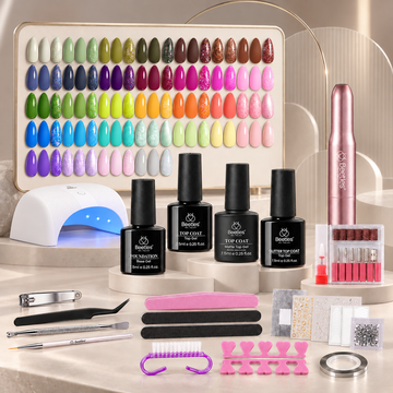 Beetles Gel Nail Starter Kit Nails With UV Light and Nail Drill 55Pcs 32 Colors All-in-One Mani Kit