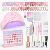 Beetles Gel Nail Starter Kit Sheer Daylight Cat Eye Summer Nails 80Pcs 20 Colors Jelly Gel Nude Red Purple Glitter All-in-One Mani Kit
