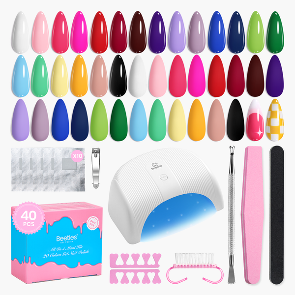 Beetles Gel Nail Starter Kit DEAL BOX Mix & Muse 20 Colors Shades All-in-One Mani Set