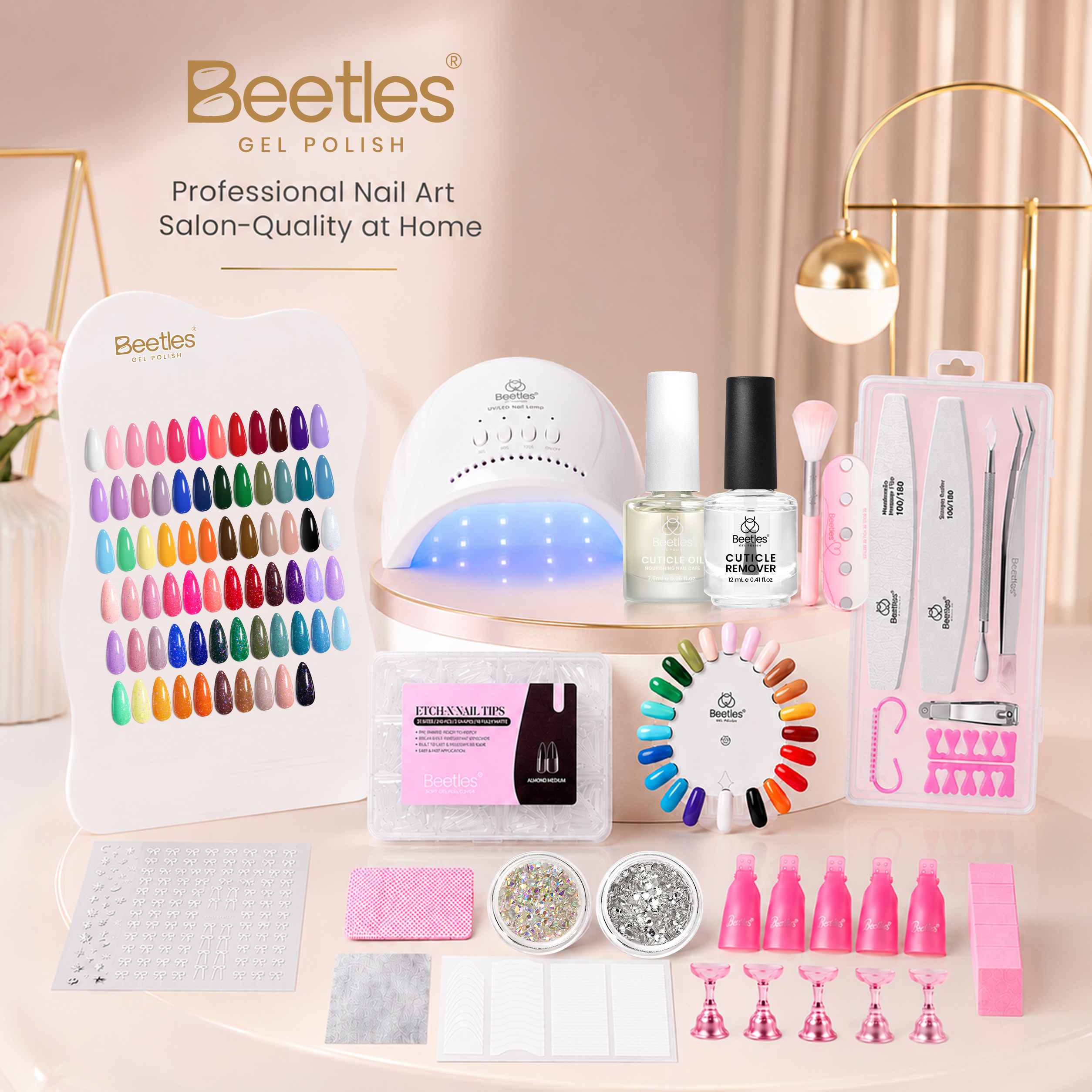 Beetles Gel Nail Starter Kit Creative Flow TPO & HEMA Free 35 Colors All Seasons Shades Summer Nails All-in-One Mani Kit