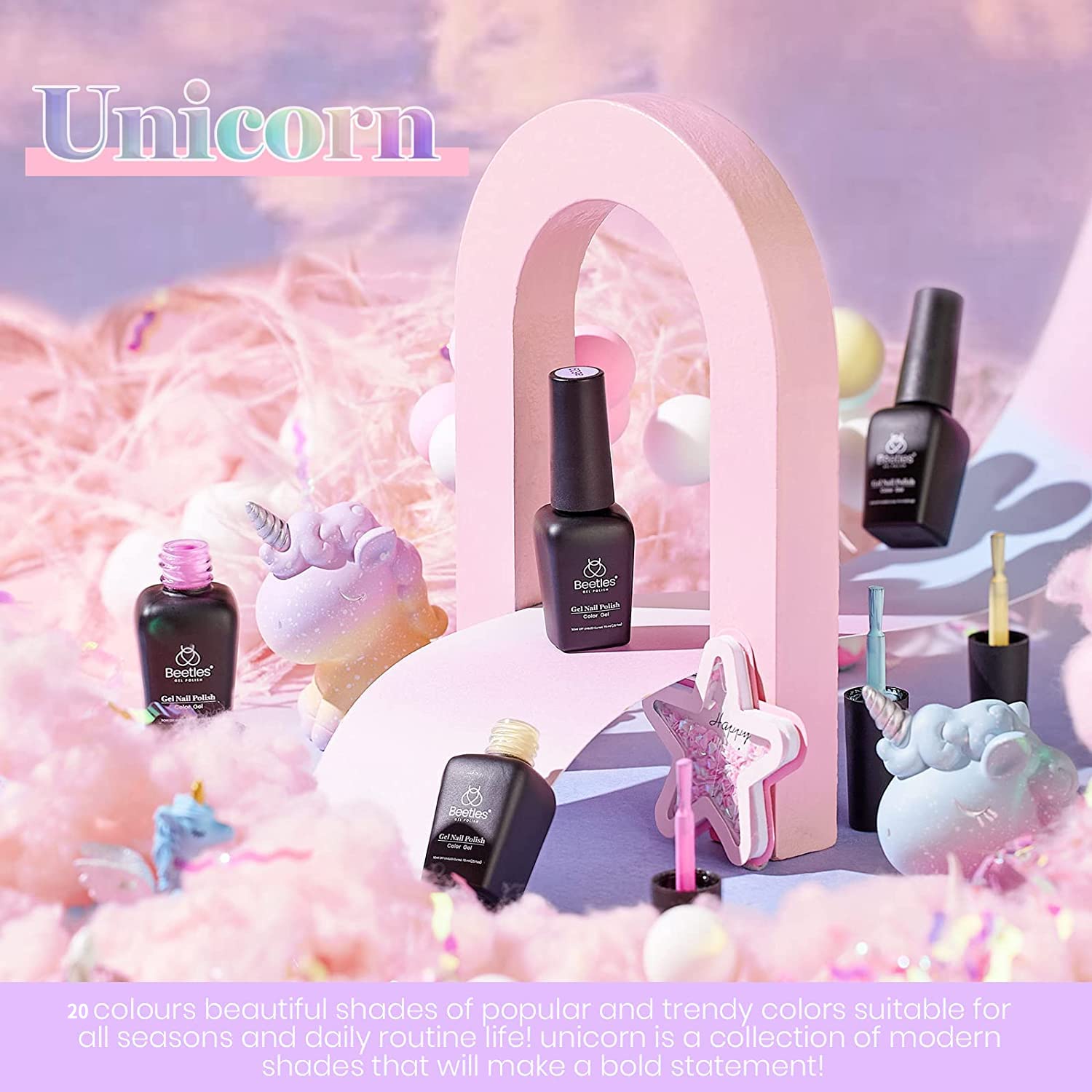 Unicorn II - 20 Gel Colors Set with Top and Base Coat (5ml/Each)