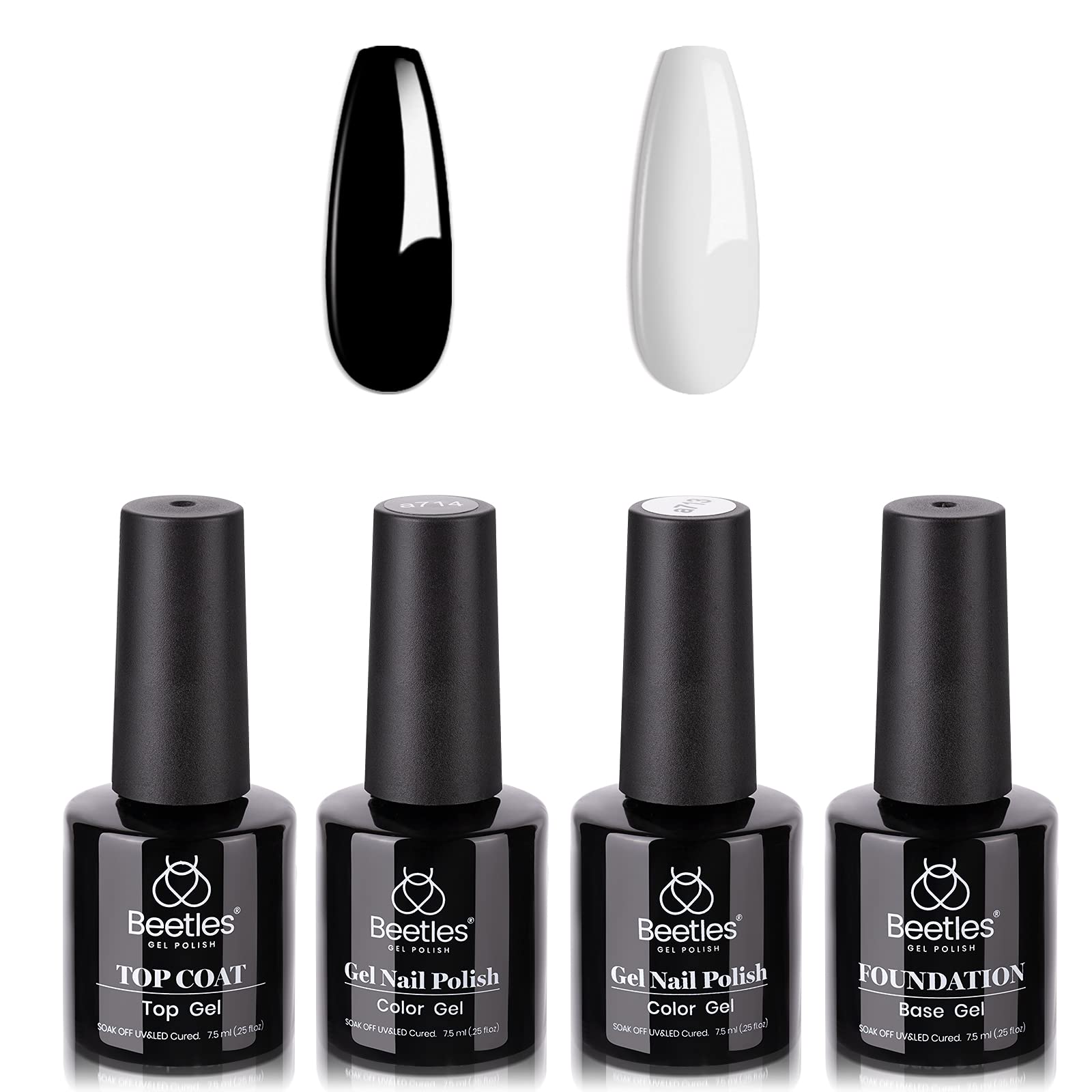 Black & White Gel Polish with Base and Top Coat Set 7.5ml