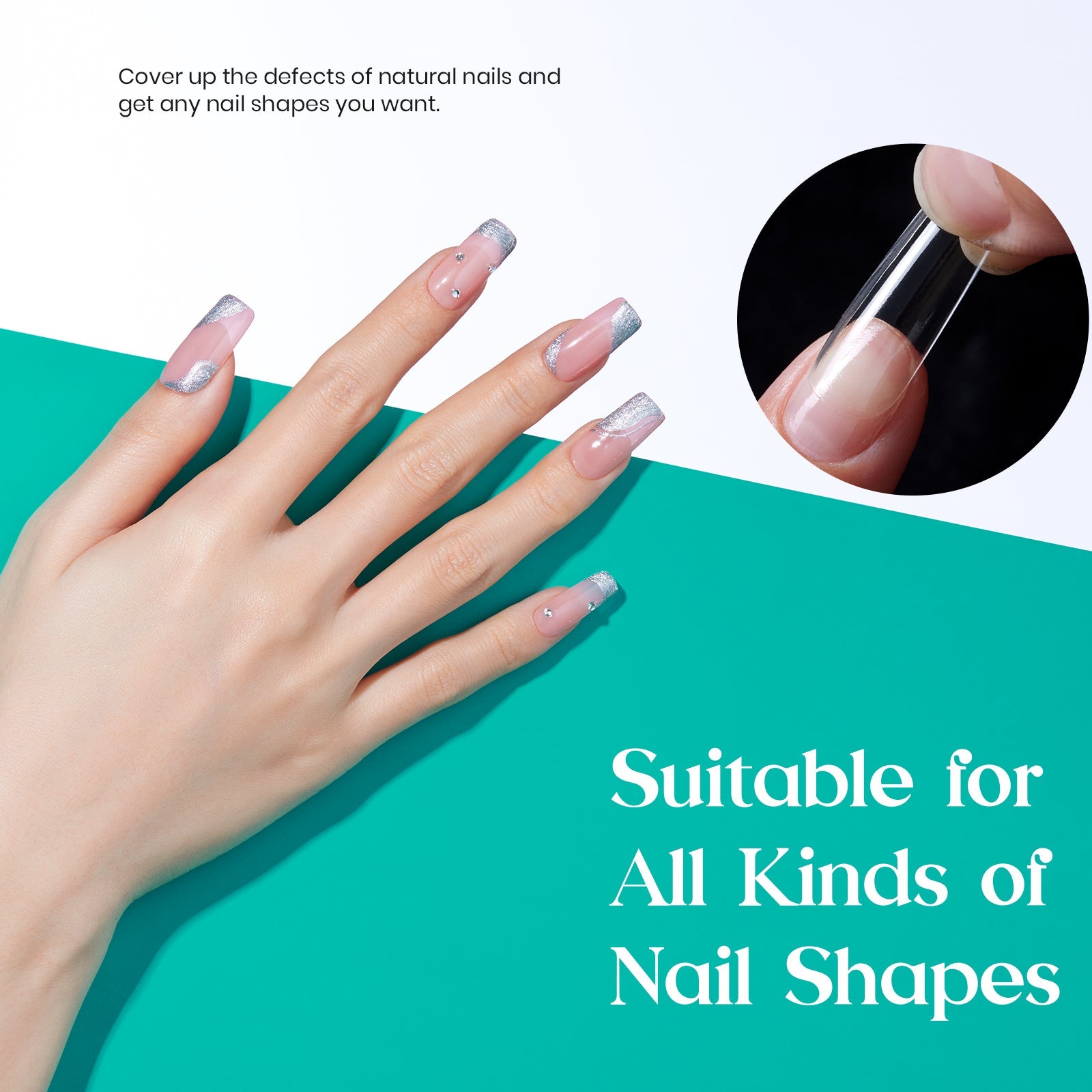 Medium Square Pre-shaped Nail Gelly Tips-500pcs #060