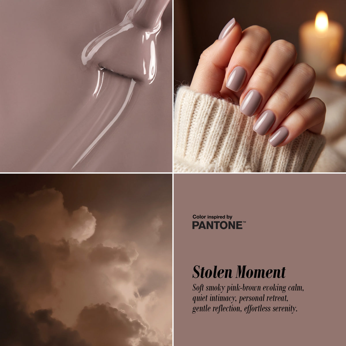 stolen moment, a soft smoky pink-brown gel nail polish