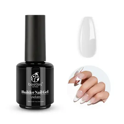 Beetles Builder Gel for Nails - 0.51 oz 8 in 1 Clear Builder Strengthener Gel Enhancement Nail Building Nail