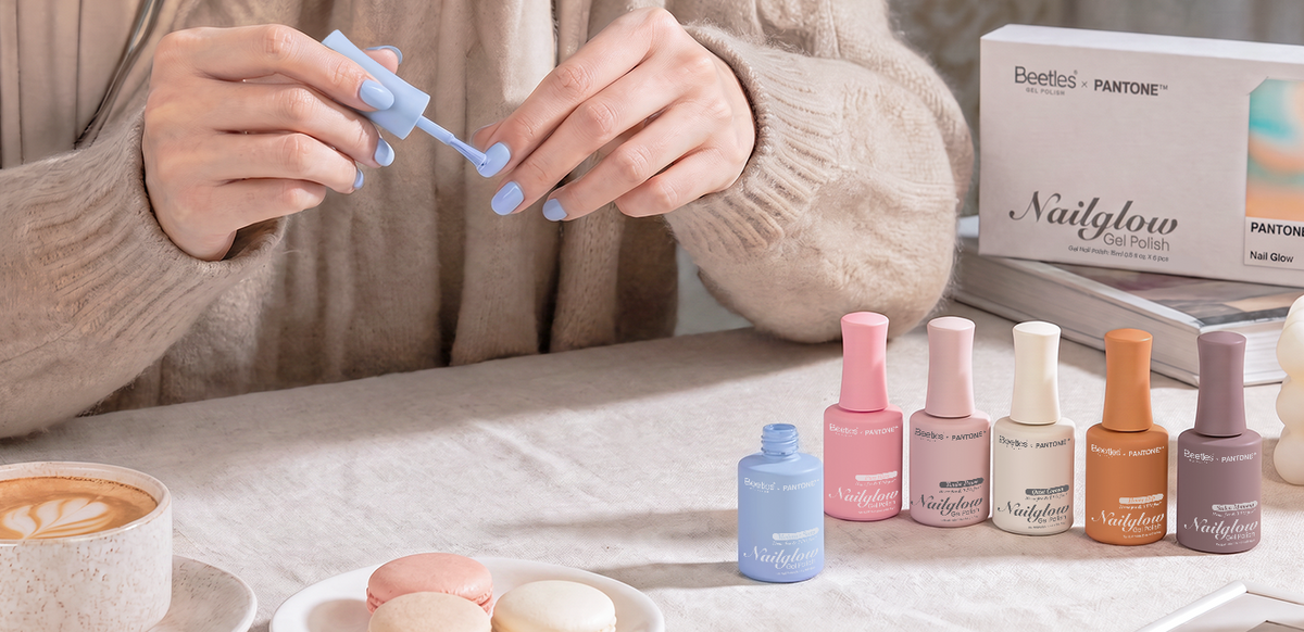 diy gel manicure at home with Beetles Nail Glow 6-color gel nail polish set
