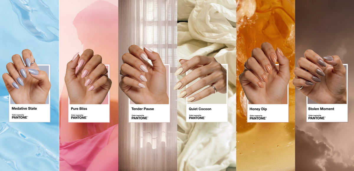 Beetles PANTONE gel nail polish set's 6 colors' story moodboard