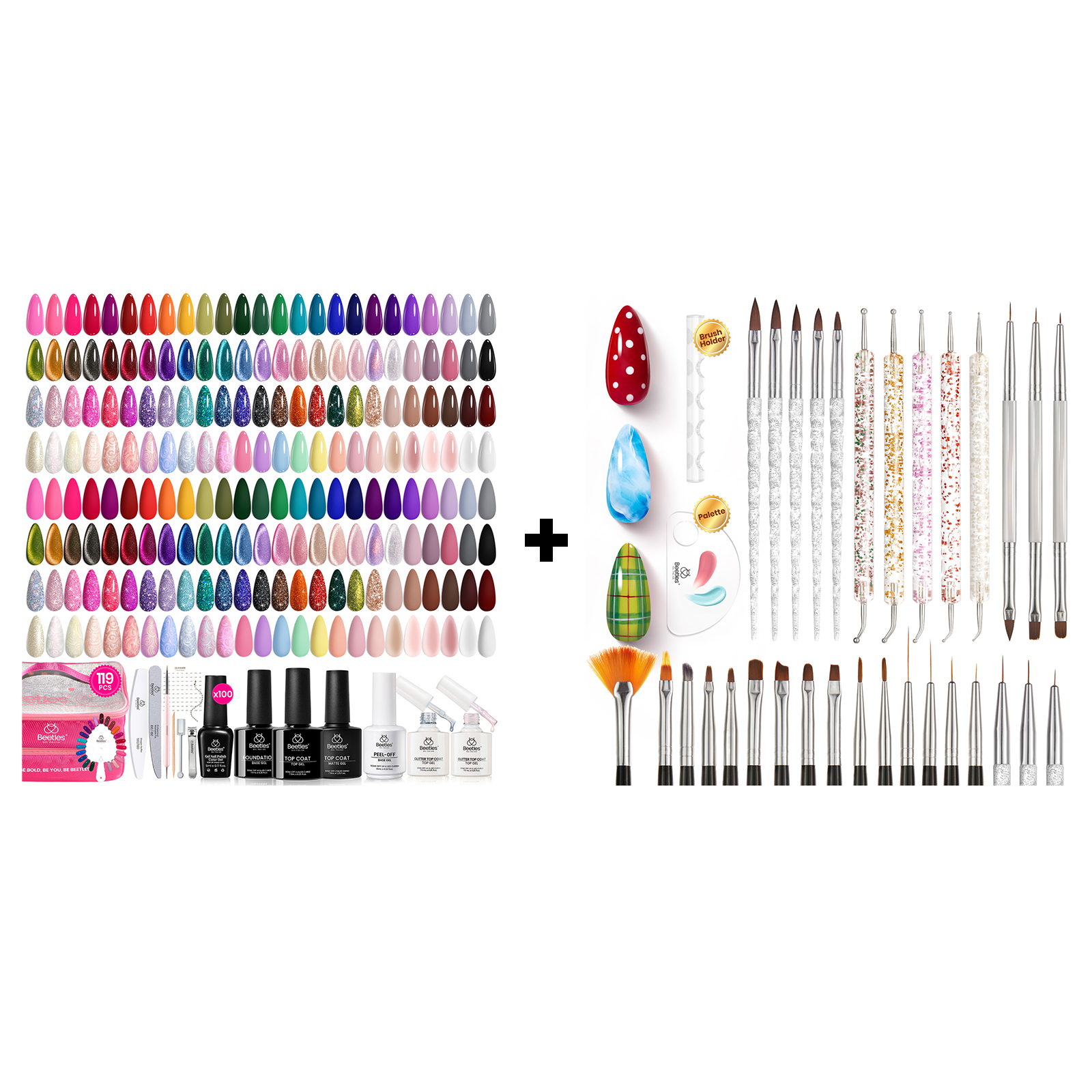 119pcs Nail Nook 100 Colors Summer Nails And 31pcs Nail Art Brush All-in-One Kit