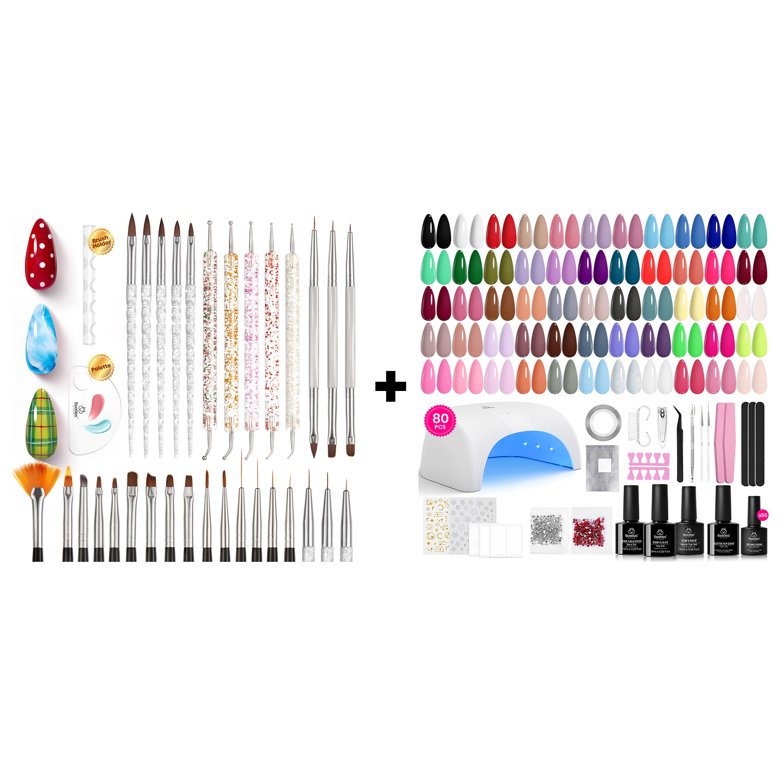 55 Colors Nail Art Gel All-in-One Starter Kit And 31pcs Nail Art Brush All-in-One Kit