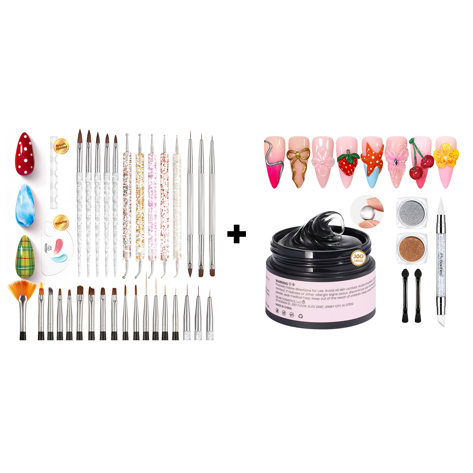 30g Clear Hard Gel for Nail Sculpting And 31pcs Nail Art Brush All-in-One Kit