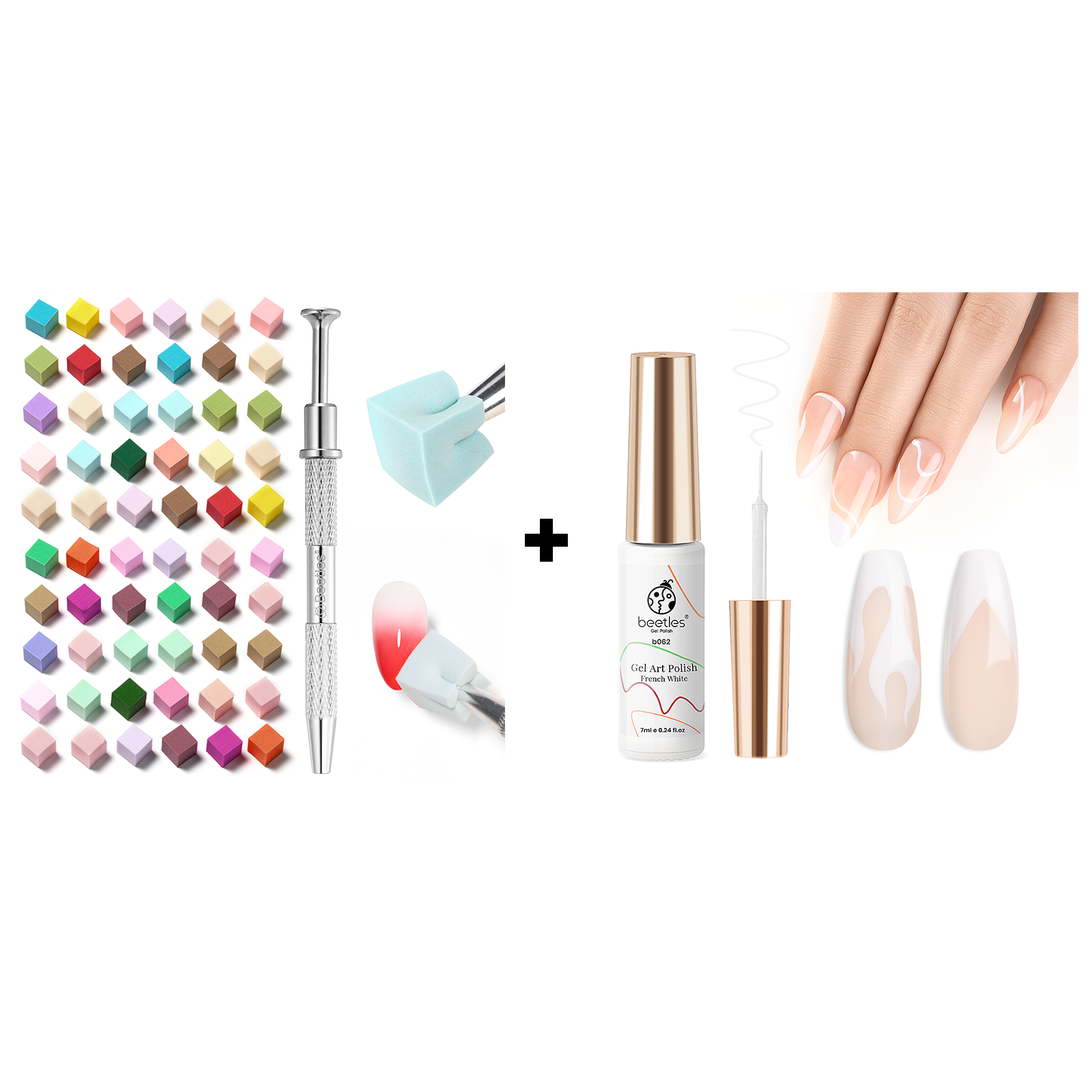88pcs Soft Nail Sponges Pen Tool And 7ml White Nail Art Gel Liner Pen