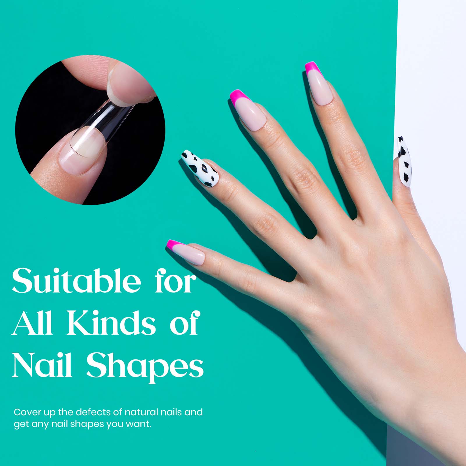 Medium Coffin Pre-shaped Nail Gelly Tips-500pcs #062